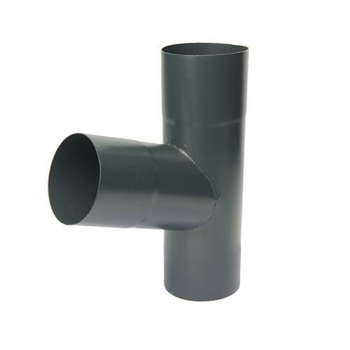 100mm Anthracite Grey Galvanised Steel Downpipe 70 Degree Branch - Trade Warehouse
