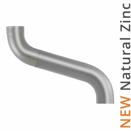 100mm Natural Zinc Downpipe 2-part Offset - up to 700mm Projection - Trade Warehouse