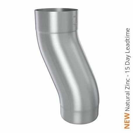 100mm Natural Zinc Downpipe 60mm Projection Fixed Offset - Trade Warehouse