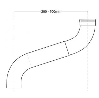 100mm Natural Zinc (there currently isno Galv Steel version) Downpipe 2-part Offset - up to 700mm Projection - Trade Warehouse