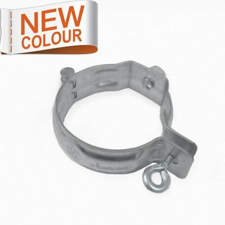 100mm RAL 9007 'Grey Aluminium' Galvanised Steel Downpipe Bracket with M10 Boss - for use with M10 Screw (not included) - Trade Warehouse