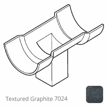 100x75 (4"x3") rectangular outlet Cast Aluminium Half Round 125mm (5") Gutter Running Outlet - Double Spigot/Socket - Textured 7024 Graphite - Trade Warehouse
