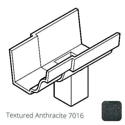100x75mm (4"x3") rectangular outlet Cast Aluminium 100 x 75mm (4"x3") Moulded Gutter Running Outlet - Single Spigot - Textured 7016 Anthracite - Trade Warehouse