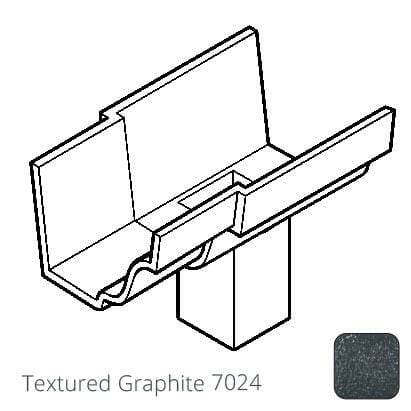 100x75mm (4"x3") rectangular outlet Cast Aluminium 100 x 75mm (4"x3") Moulded Gutter Running Outlet - Single Spigot - Textured 7024 Graphite - Trade Warehouse