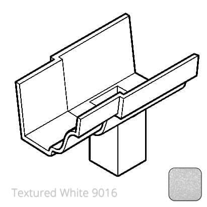 100x75mm (4"x3") rectangular outlet Cast Aluminium 125x100mm (5"x4") Moulded Gutter Running Outlet - Single Spigot - Textured 9016 White - Trade Warehouse
