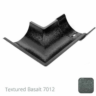 115mm (4.5") Beaded Half Round Cast Aluminium 135 degree Internal Gutter Angle - Textured Basalt Grey RAL 7012 - Trade Warehouse
