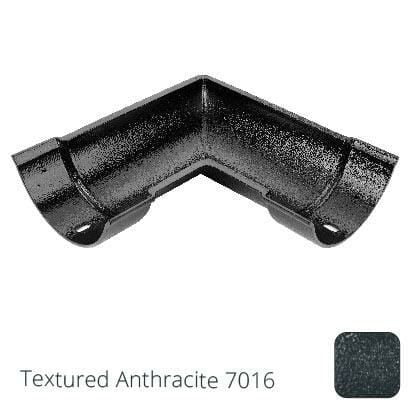 115mm (4.5") Beaded Half Round Cast Aluminium 90 degree Combined Gutter Angle - Textured Anthracite Grey RAL 7016 - Trade Warehouse