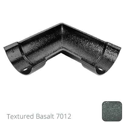 115mm (4.5") Beaded Half Round Cast Aluminium 90 degree Combined Gutter Angle - Textured Basalt Grey RAL 7012 - Trade Warehouse