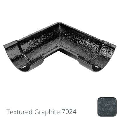 115mm (4.5") Beaded Half Round Cast Aluminium 90 degree Combined Gutter Angle - Textured Graphite Grey RAL 7024 - Trade Warehouse