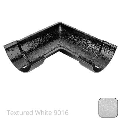 115mm (4.5") Beaded Half Round Cast Aluminium 90 degree Combined Gutter Angle - Textured Traffic White RAL 9016 - Trade Warehouse