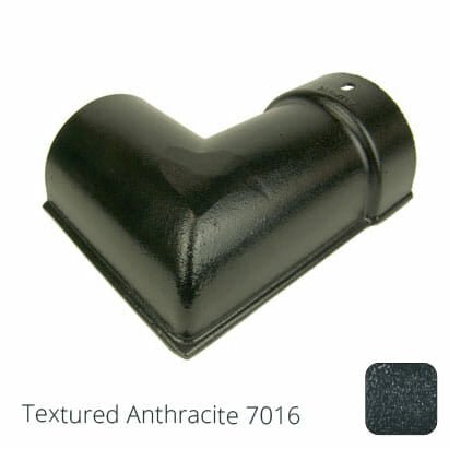 115mm (4.5") Beaded Half Round Cast Aluminium 90 degree External Gutter Angle - Textured Anthracite Grey RAL 7016 - Trade Warehouse