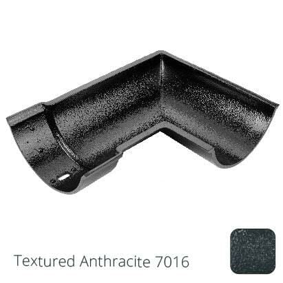 115mm (4.5") Beaded Half Round Cast Aluminium 90 degree Internal Gutter Angle - Textured Anthracite Grey RAL 7016 - Trade Warehouse