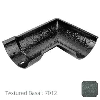 115mm (4.5") Beaded Half Round Cast Aluminium 90 degree Internal Gutter Angle - Textured Basalt Grey RAL 7012 - Trade Warehouse