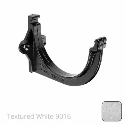 115mm (4.5") Beaded Half Round Cast Aluminium Gutter Fascia Bracket - Textured Traffic White RAL 9016 - Trade Warehouse