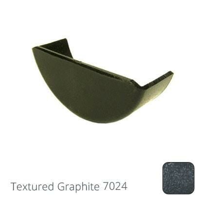 115mm (4.5") Beaded Half Round Cast Aluminium Gutter Stop-end - External - Textured Graphite Grey RAL 7024 - Trade Warehouse