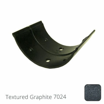 115mm (4.5") Beaded Half Round Cast Aluminium Gutter Union Clip - Textured Graphite Grey RAL 7024 - Trade Warehouse