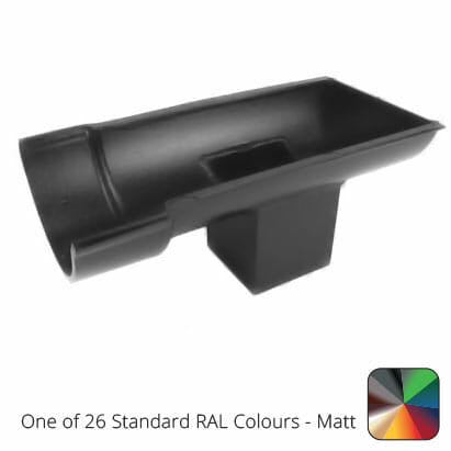 115mm (4.5") Beaded Half Round Cast Aluminium Stop-end Socket Outlet with 75x75mm square outlet pipe - One of 26 Standard Matt RAL colours TBC - Trade Warehouse