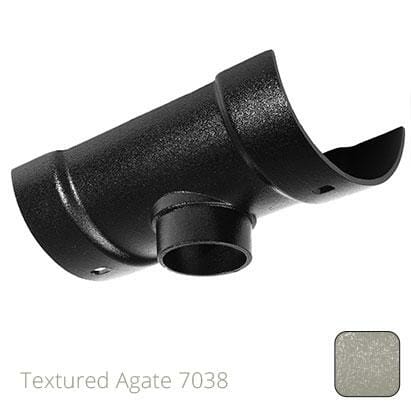 115mm (4.5") Half Round Cast Aluminium 63mm Gutter Outlet - Textured Agate Grey RAL 7038 - Trade Warehouse