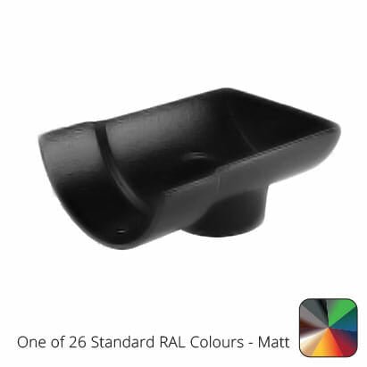 115mm (4.5") Half Round Cast Aluminium 63mm Stop End Socket Outlet - One of 26 Standard Matt RAL colours TBC - Trade Warehouse