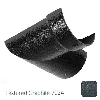 115mm (4.5") Half Round Cast Aluminium Gutter 90 Internal Angle - Textured Graphite Grey RAL 7024 - Trade Warehouse