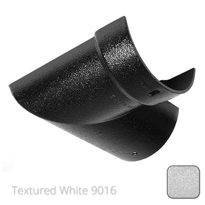 115mm (4.5") Half Round Cast Aluminium Gutter 90 Internal Angle - Textured Traffic White RAL 9016 - Trade Warehouse