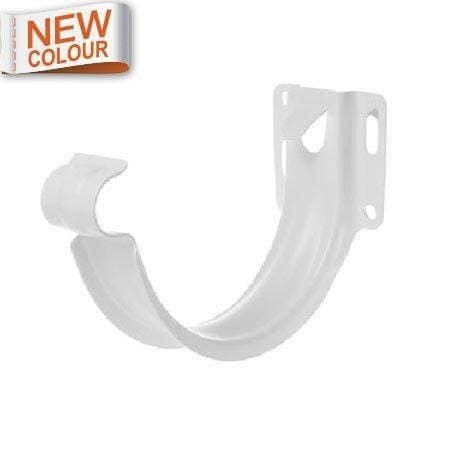 115mm Half Round 9016M White Galvanised Steel 'Short-back' Fascia Bracket - Trade Warehouse