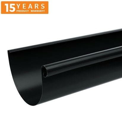 115mm Half Round Black Coated Galvanised Steel Gutter 3m Length - Trade Warehouse