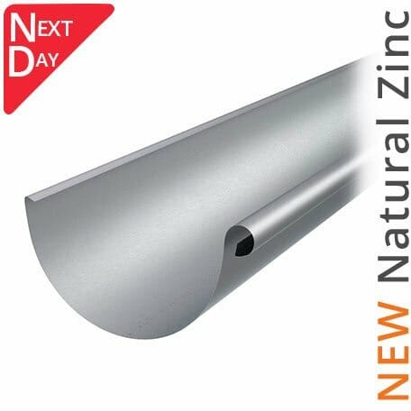 115mm Half Round Natural Zinc Gutter 3m Length - Trade Warehouse