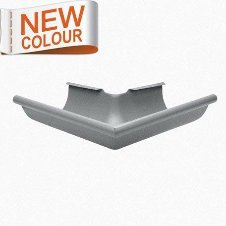 115mm Half Round RAL 9007 'Grey Aluminium' Galvanised Steel 90degree External Gutter Angle - Trade Warehouse