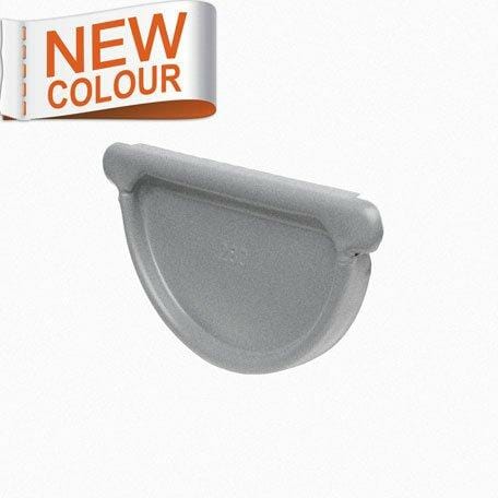 115mm Half Round RAL 9007 'Grey Aluminium' Galvanised Steel Gutter Stop End - Trade Warehouse