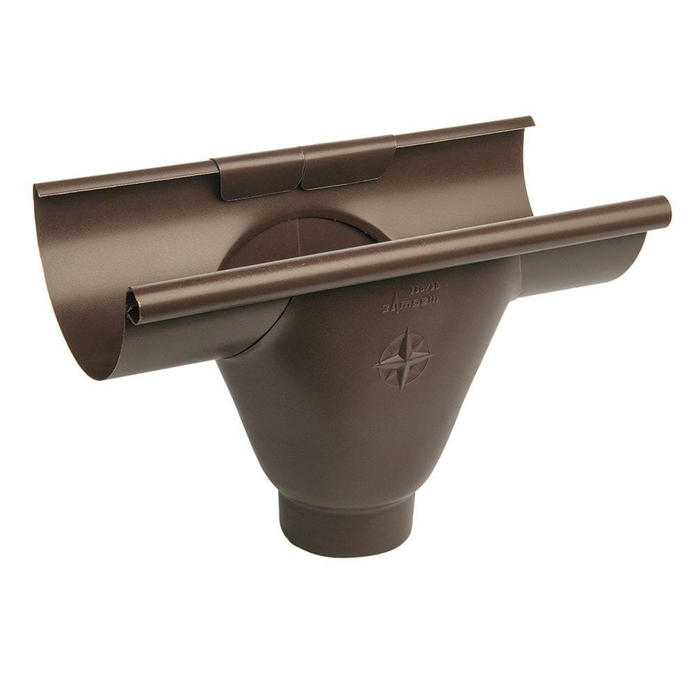 115mm Half Round Sepia Brown Galvanised Steel 80mm 'prefab' Gutter Outlet - Trade Warehouse