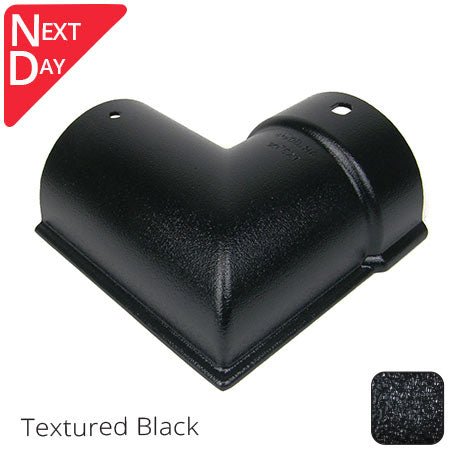 115x75mm (4.5"x3") Beaded Deep Run Cast Aluminium 90 degree Gutter Angle - External - Textured Black - Next Day Delivery - Trade Warehouse