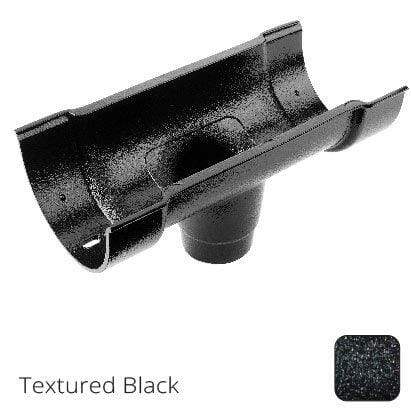115x75mm (4.5"x3") Beaded Deep Run Cast Aluminium Double Socket Running Outlet with 63mm outlet pipe - Textured Black - Trade Warehouse