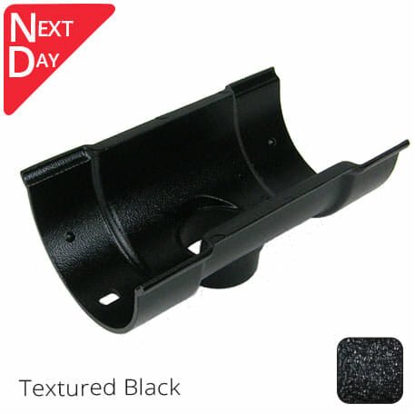 115x75mm (4.5"x3") Beaded Deep Run Cast Aluminium Double Socket Running Outlet with 63mm outlet pipe - Textured Black - Next Day Delivery - Trade Warehouse