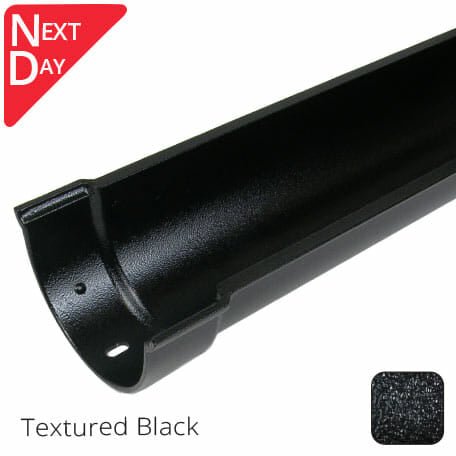 115x75mm (4.5"x3") Beaded Deep Run Cast Aluminium Gutter Length - 1.83m - Textured Black - Next Day Delivery - Trade Warehouse