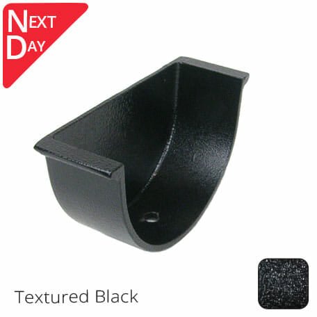 115x75mm (4.5"x3") Beaded Deep Run Cast Aluminium Gutter Stop-end - Internal - Textured Black - Next Day Delivery - Trade Warehouse