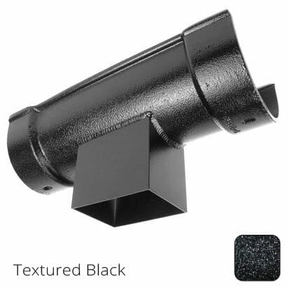 115x75mm (4.5"x3") Beaded Deep Runs Cast Aluminium Double Socket Running Outlet with 100x75mm square outlet pipe - Textured Black - Trade Warehouse