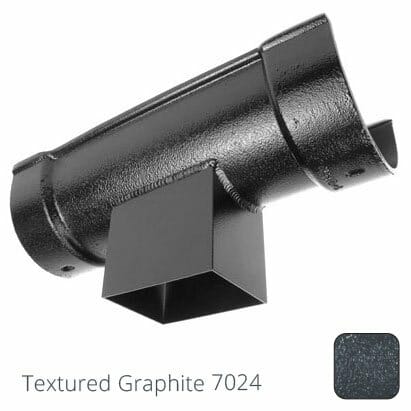 115x75mm (4.5"x3") Beaded Deep Runs Cast Aluminium Double Socket Running Outlet with 100x75mm square outlet pipe - Textured Graphite Grey RAL 7024 - Trade Warehouse