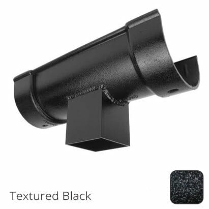 115x75mm (4.5"x3") Beaded Deep Runs Cast Aluminium Double Socket Running Outlet with 75x75mm square outlet pipe - Textured Black - Trade Warehouse