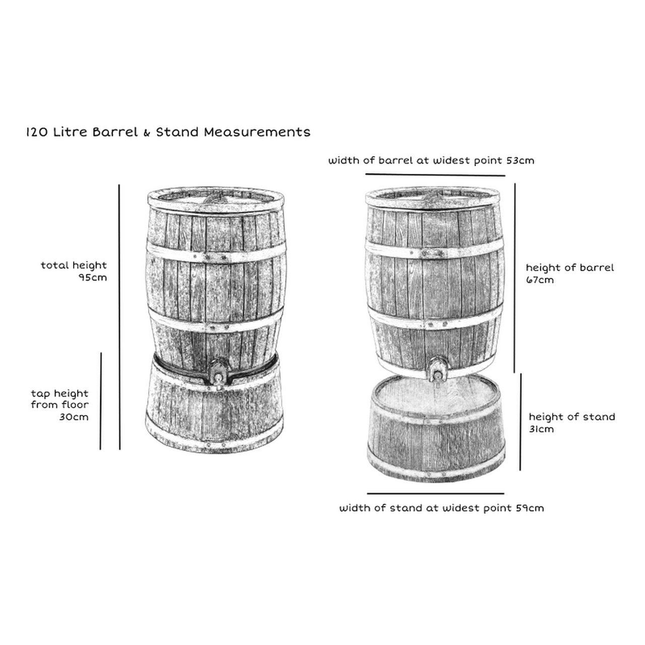 120L Barrel & Stand (Wood Effect) - Trade Warehouse