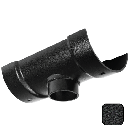 125mm (5") Half Round Cast Aluminium 100mm Gutter Outlet - Textured Black - Trade Warehouse