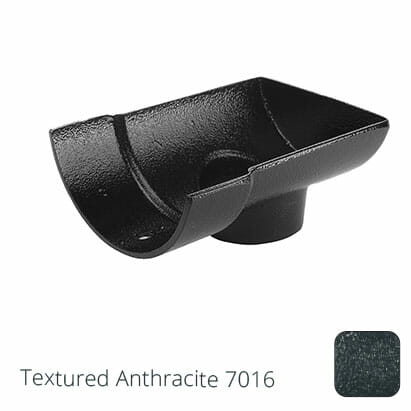 125mm (5") Half Round Cast Aluminium 76mm Stop End Socket Outlet - Textured Anthracite Grey RAL 7016 - Trade Warehouse