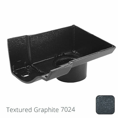 125mm (5") Half Round Cast Aluminium 76mm Stop End Socket Outlet - Textured Graphite Grey RAL 7024 - Trade Warehouse
