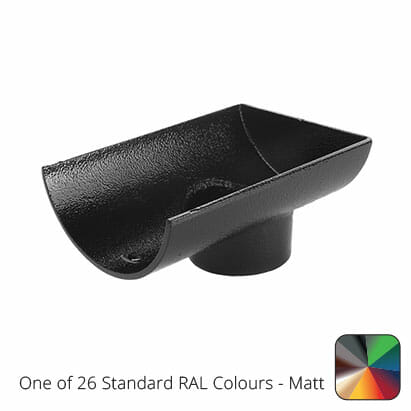 125mm (5") Half Round Cast Aluminium 76mm Stop End Spigot Outlet - One of 26 Standard Matt RAL colours TBC - Trade Warehouse