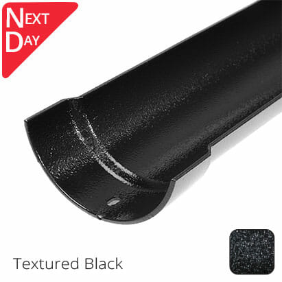 125mm (5") Half Round Cast Aluminium Gutter 1.83m length - Textured Black - Trade Warehouse