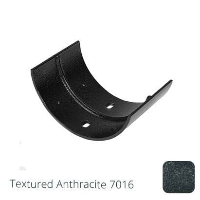 125mm (5") Half Round Cast Aluminium Gutter Union - Textured Anthracite Grey RAL 7016 - Trade Warehouse