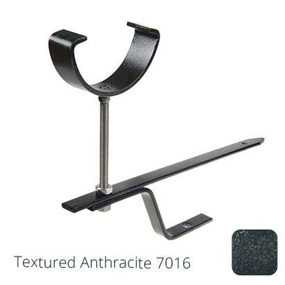 125mm (5") Half Round Cast Aluminium Rise & Fall Gutter Bracket - Textured Anthracite Grey RAL 7016 - Trade Warehouse