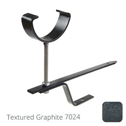 125mm (5") Half Round Cast Aluminium Rise & Fall Gutter Bracket - Textured Graphite Grey RAL 7024 - Trade Warehouse