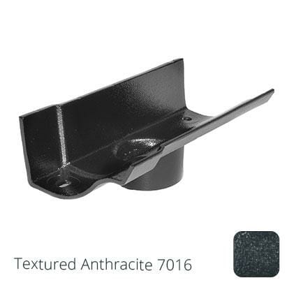 125mm (5") Victorian Ogee Cast Aluminium 63mm Gutter Outlet - Textured Anthracite Grey RAL 7016 - Trade Warehouse