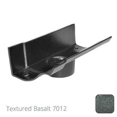125mm (5") Victorian Ogee Cast Aluminium 63mm Gutter Outlet - Textured Basalt Grey RAL 7012 - Trade Warehouse